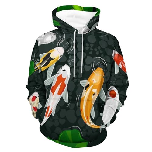 Hoody sweatshirt pull poisson rouge UMENG pour un confort unisexe S