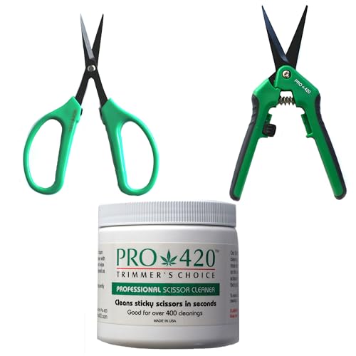 PRO 420 Trim Kit (Spring Loaded Scissors, Bonsai Scissors, Cleaning Solution) Bud Trimming