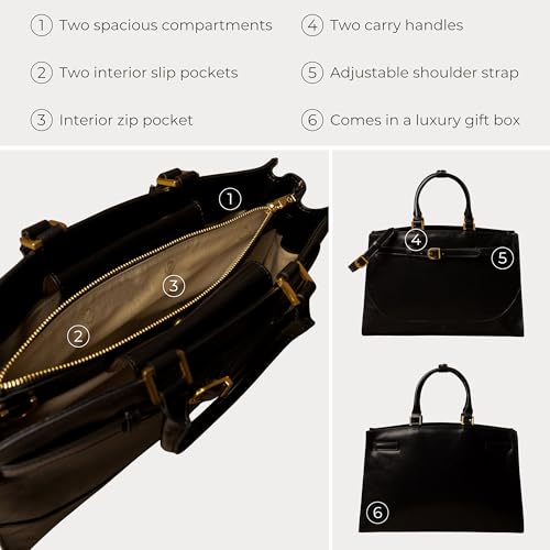 Image of Time Resistance Leather Handbag for Women - Full-Grain Leather Tote Bag - Top Handle Shoulder Bag