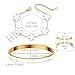 White Bracelets for Women 2Pcs Stackable Bracelet 18K Gold Plated Enamel Bangle Colourful Floral Bracelet Set Trendy Gifts for Women (White)