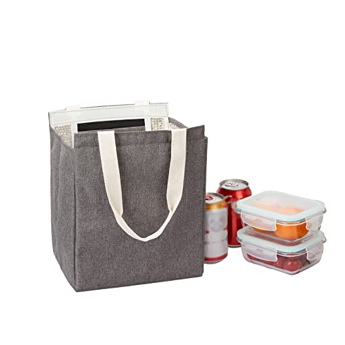 Natural Style Lunch Bag For Women/Men/Adult, Portable/Reusable Lunch Box, Simple Waterproof Insulated Cooler Tote Bag (Grey) #TOP5