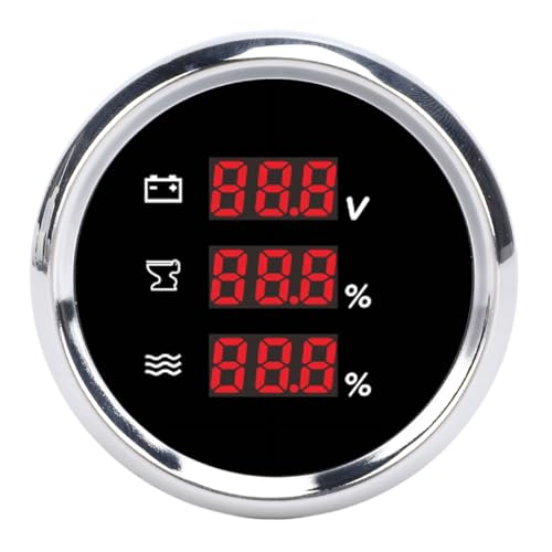 Medidor digital de voltaje IP67 con retroiluminación regulable y bisel de acero para barcos