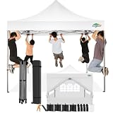 COBIZI Carpa Plegable 3x3 con Bolsa con Pared Lateral y Sacos de Arena, para Exteriores Fiesta Camping Playa Reception(3 por 3m Blanco)
