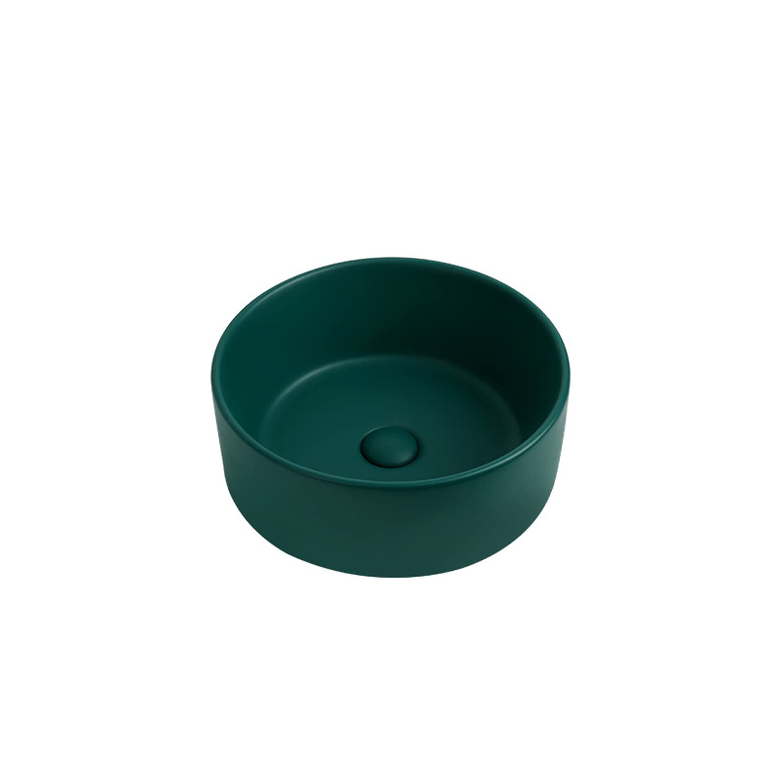 Aioneer Round Bathroom Vessel Sink, 15.8"X15.8"X4.7" Ceramic Bathroom Sink,Above Counter Ceramic Porcelain Vanity Sink With Black Bathroom Faucets,Modern Bathroom Sinks,Art Basin-Green