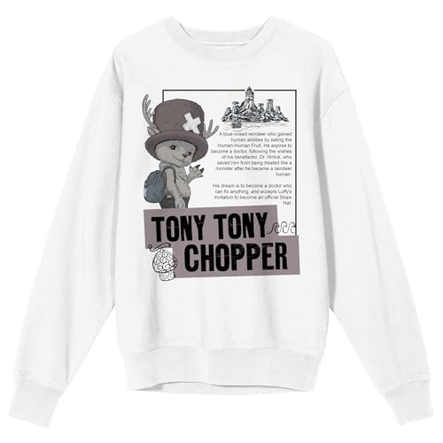 Bioworld One Piece (Live Action) Tony Tony Chopper Adult White Crew Neck Short Sleeve Sweatshirt-3XL