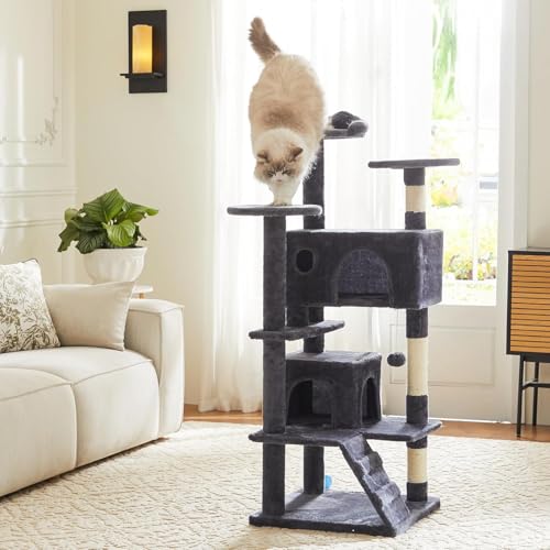 Árbol para gatos de 54 pulgadas con rascador y refugio miniatura 3