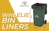 Haya Home 20 Heavy Duty Wheelie Bin Liners 240 Litre Large Refuse Sacks Wheelie Bin Bags For Garden Kitchen House Office Caterers Rubbish made from 100% Waste Recycled Material - Image 2