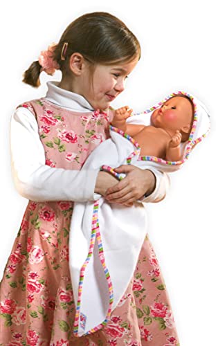 Heless 279 - Puppen-Pflegeset, 4 teilig, Kapuzenbadetuch inklusive Zubehör, Faultier Flauschi, für Puppengröße 38 – 45 cm