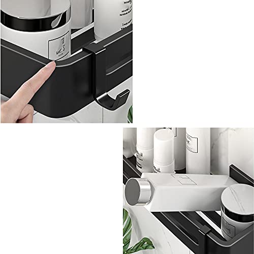 Estante de Ducha Caddy de Ducha montado en la Pared Sin perforar Estante de baño Adhesivo con Ganchos Aluminio Espacial para baño Inodoro-Plata C_3-Story
