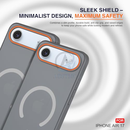 Image of AESTMO iPhone 17 Air Back Cover | Slim Hard Shell | Matte Frosted Hard Back Translucent Back Cover for iPhone 17 Air (Compatible with MagSafe Accessories, Black)