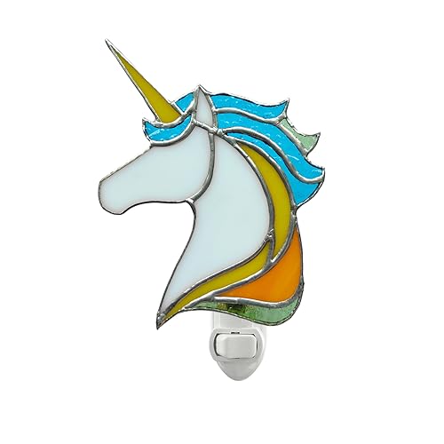Image of CHEZBABY Stained Glass Night Light Plug into Wall Accent Nightlight Lamp Decorative for Hallway Bedroom Kitchen Home Decor(Colorful Horse)