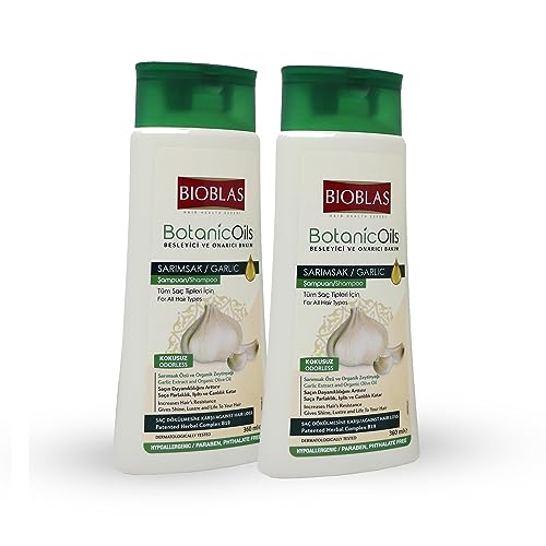 Bioblas Hair Loss Garlic - Champú para hombres y mujeres con tratamiento de aceite natural sin olor y sin olor, testado dermatológicamente para la fuerza del cabello de la raíz a las puntas, todo tipo