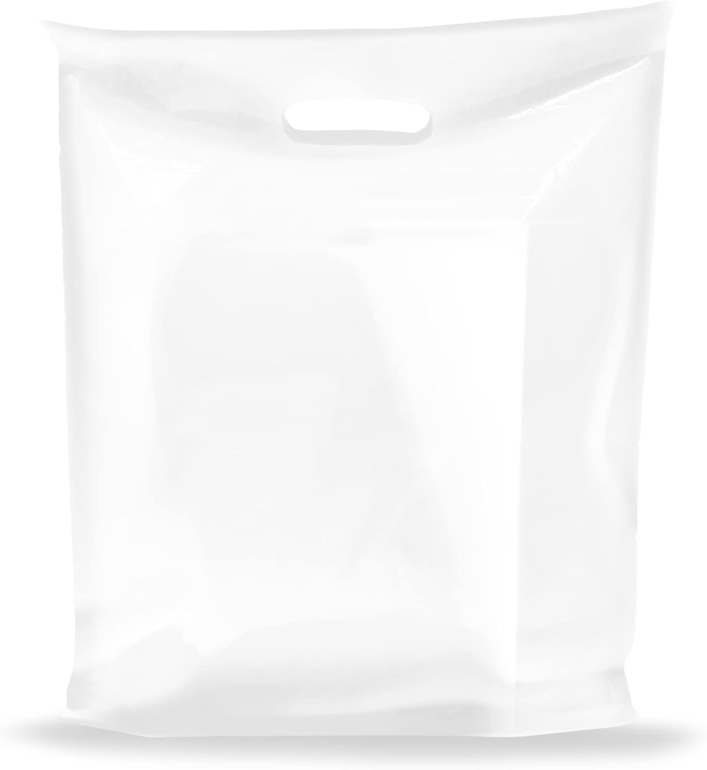15x18 Clear Plastic Merchandise Bags, Glossy Finish, Medium Retail Size, 100 Pack, 2 Mil Thick, with Die-Cut Handles by PPB