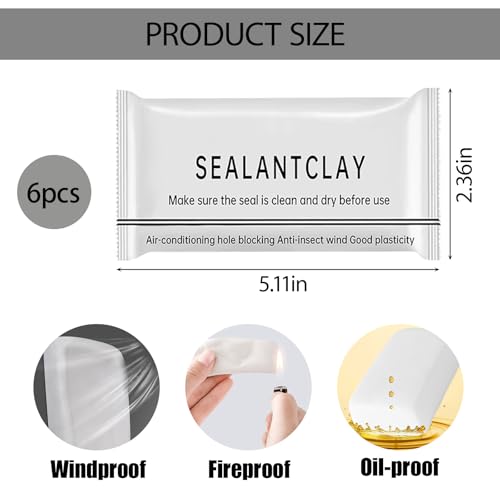 2026 Upgraded Moldable Sealant Clay, Faster Drying - 6-Pack Sealant Mastic, Quick Repair Putty for Drain Pipe Connection, Wall Holes and Air Conditioning Hole Sealing.(6)