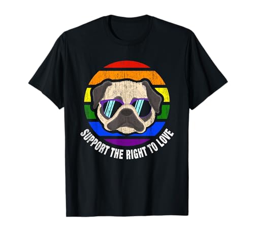 Pug Dog Gay Rainbow Flag Sunset LGBT Pride T-Shirt