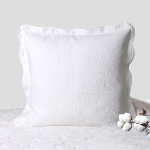 YINFUNG White Quilted Euro Sham European Pillow Covers