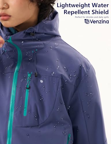 Image of Venzina Men's Waterproof Rain Jacket-Lightweight Windbreaker with Color Block Design, Breathable for Urban Outdoor, Daily Commuting I Fashion Unisex Couple Jacket