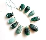 Emerald Gemstone Faceted Fancy Briolette's | Pear Shape Gemstone Fancy Beads 10 Pieces Size - 9x14 t