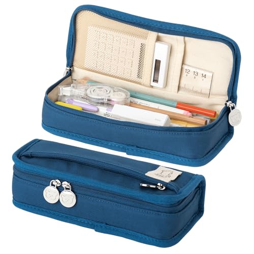 Image of Daily Blue Pencil Case, Large Capacity Pencil Pouch with Ample Storage, Simple Design for Students and Professionals