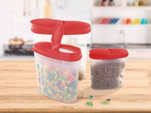 Imperial Home Plastic 3 Piece Cereal Dispenser Set - Dry Food Storage Containers (Red Lids) #TOP1