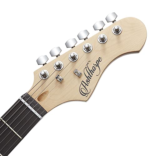 ashthorpe 39-inch electric guitar blue-white full-size guitar kit with padded gig bag tremolo bar strap strings cable cloth picks