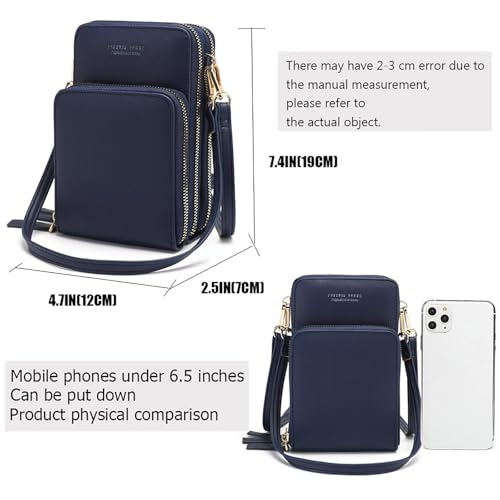 Image of myfriday Touch Screen RFID Phone Crossbody Purse with 2 Straps for Women | Clear phone window, RFID card space, 11 slots and zip pockets support quick calls, errands, theme parks and travel