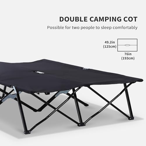 image for Outsunny 2 Person Folding Camping Cot for Adults, 50