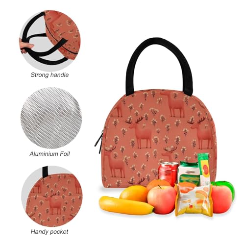 Cartoon Deer Print Backpack Set with Lunch Bag, Large Capacity Travel Backpacks and Lunch Box Insulated for Commute Hiking Picnic4