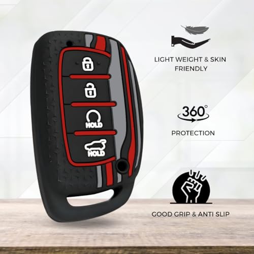 Image of KEYCEPT Tristar Key Cover for Hyun-dai Creta | Alcazar | N Line | EV and Facelift Models for 4 Button smart Key with Keychain. (Tristar K3)