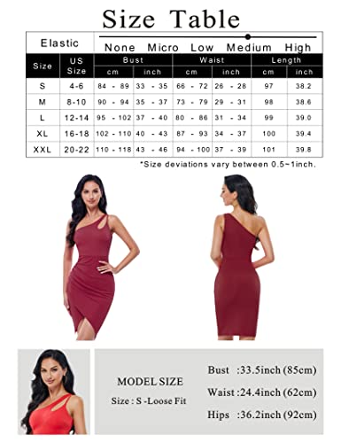 Missky Women's Cocktail Dresses One Shoulder Zipper Ruched Cutout Evening Dresses For Wedding Guest Wine Red Large #TOP5