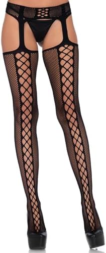 Fishnet Stockings with Attached Garter Belt