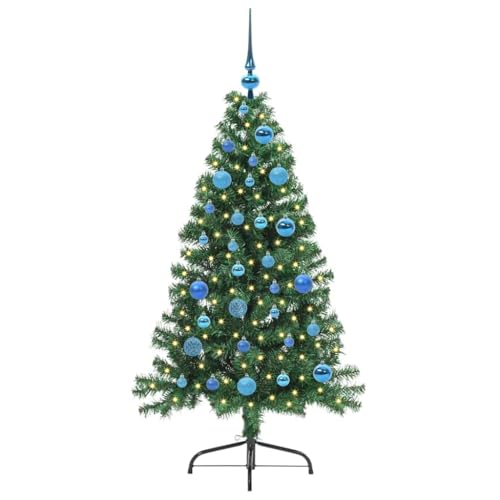 Árbol de Navidad de 150 cm GeenYuu con luces LED cálidas y follaje tupido de PVC 3