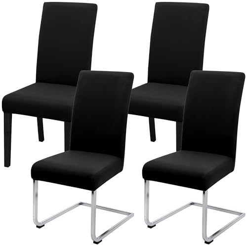 Stuhlhussen Stretch Stuhlbezug Set 4 Stück elastische abnehmbare waschbare Stuhlhusse für Esszimmerstuhl Schwingstuhl Schaukelstuhl Küche Wohnzimmer Büro Hotel Restaurant Bankett