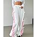 Movnebyro Womens Wide Leg Sweatpants Y2K Bow Pants Drawstring High Waisted Track Pants Casual Loose Fit Fashion Trousers White