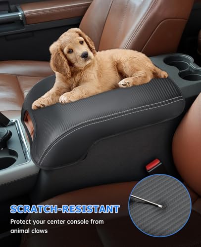 Image of INTGET Center Console Cover for Ford F250 F350 F450 F550 2011 2012 2013 2014 2015 2016 Super Duty Accessories for F-250 F-350 F-450 F-550 Car Interior Armrest Arm Rest Cushion Lid Pad