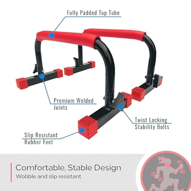 Rubberbanditz Parallette, Parallel Bars & Dip Station | At Home Gym Workout Equipment, L-Sit Bars & Calisthenics Equipment for Home. Perfect for Push Ups, Dips, Handstands & Gymnastics.