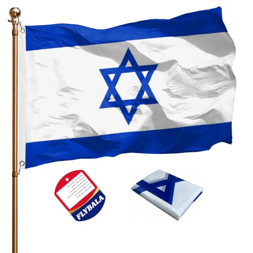 FLYBALA Israel Flag 3x5 Ft, Polyester Israeli National Flag Double Stitched Brass Grommets Fade Resistant for Yard, Home, Party, Holiday, Event Indoor Outdoor Decor
