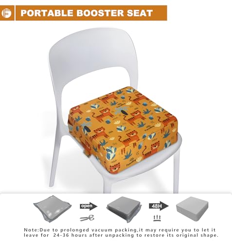 Image of Toddler Booster Seat for Dining Table, Portable Booster Seat for Kitchen Chair, 4 Inch High-Density Foam Cushion with Adjustable Safety Straps and Non-Slip Bottom, Perfect for Kids Travel and Daily