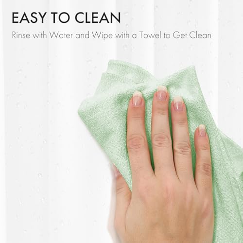 Image of AmazerBath Shower Curtain Liner 2 Pack, 72 x 72 Inches PEVA Plastic Shower Liner with 3 Weighted Stones and 12 Rustproof Metal Grommet, Standard Size Lightweight Shower Curtain - White