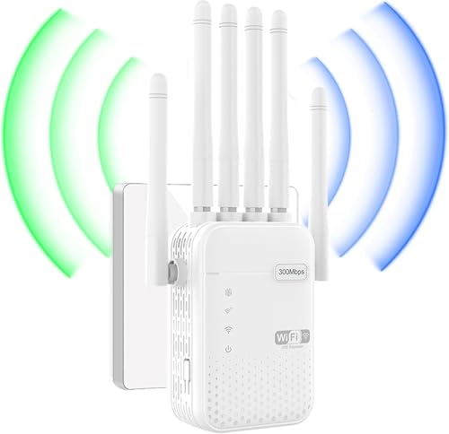 Repetidor WiFi,2025 Potente Amplificador WiFi,Amplificador señal WiFi,Repetidor WiFi Largo Alcance,6 Antenas,2 Puertos LAN,Cobertura de hasta 11800Sq.para Oficinas Y hogares,Fácil Instalación