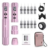 TATELF Permanent Make up Maschine Set Kabelloses Stift mit 2 Stk. Batterien 10 Stk. Patronen Nadeln OLED Display Ausrüstung für Anfänger
