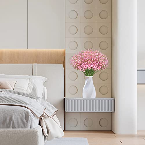 Jiftok Babys Breath Artificial Flowers, 12 Pcs Fake Flowers Gypsophila Bouquet Fall Flowers Artificial For Decoration, Real Touch Plastic Flower For Wedding Diy Party Home Garden Office(Pink) #TOP3