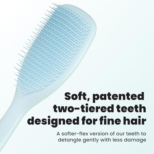 Image of Tangle Teezer Ultimate Detangler Brush for Fine Hair, Large, Seafoam Blue | Patented two-tier, soft-flex teeth detangles & reduces breakage on wet or dry hair; Shower-friendly hairbrush for fine hair