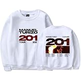 YIZZZFA Manuel Turizo 201 World Tour 2025 Sudaderas Manga Larga, Ropa Unisex, Cuello Redondo Informal, Estampado,Blanca,4XL