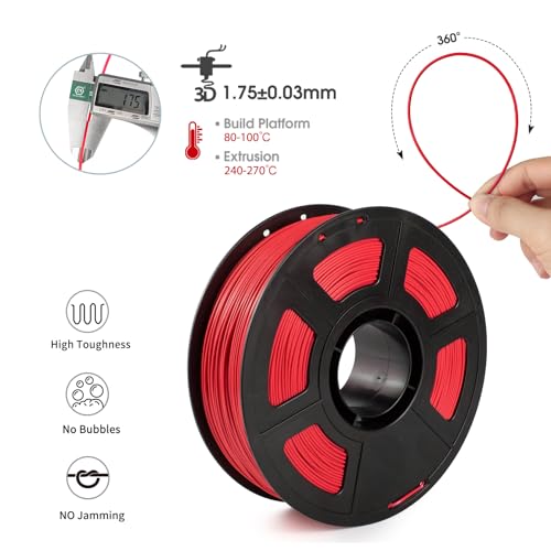 Image of iSANMATE ASA 3D Printer Filament 1.75mm 2KG (4.4lbs), UV & Weather Resistant 3D Printer Filament Perfect for Outdoor Functional Parts, Black+Red