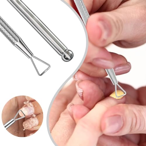 2 Pcs Professional Cuticle Pusher and Cuticle Peeler UV Gel Nail Polish Remover Tool Stainless Steel Dual Head Nail Scraper for Fingernails and Toenails - Image 6