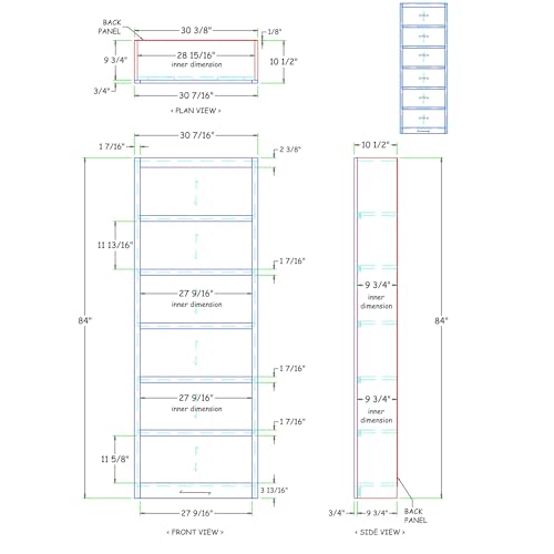 Concepts In Wood Midas Six Shelf Bookcase 84" H Cherry Finish