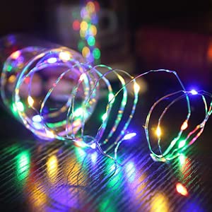 Image of LTETTES 5 Meter 50 LED 4 RGB Color Copper Wire Battery Powered Remote Control Fairy String Led Lights for Home, Bedroom Decoration, Wedding, Christmas Tree Lights
