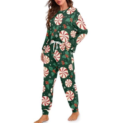 Image of Women's Pajamas Set Soft 2 Piece Loungewear Long Sleeve Pj Set Matching Sleepwear with Pockets for Women Plus Size