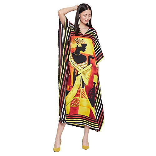 Image of Oussum Plus Size Kaftan Dresses for Women, Polyester Summer Caftan Cover Up Maxi Beach Dress, 1X-3X